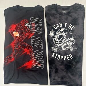 2 Boys Athletic Works Long Sleeve Football Graphic Shirts Size Small (6/7) NWT